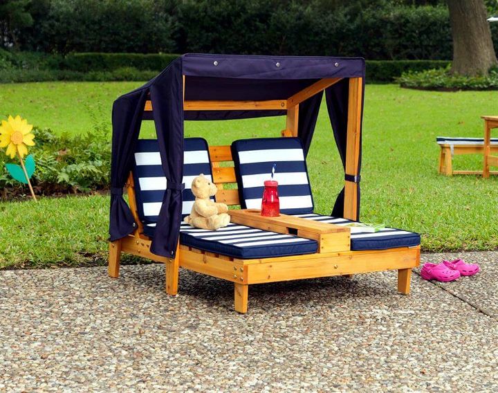 handcrafted wooden pallet combined cushioned loungers with canopy