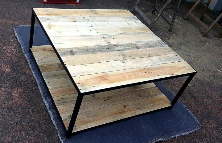 wooden pallet and metal coffee table