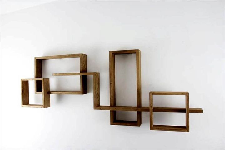 recycled pallet art style geometrical wall shelves