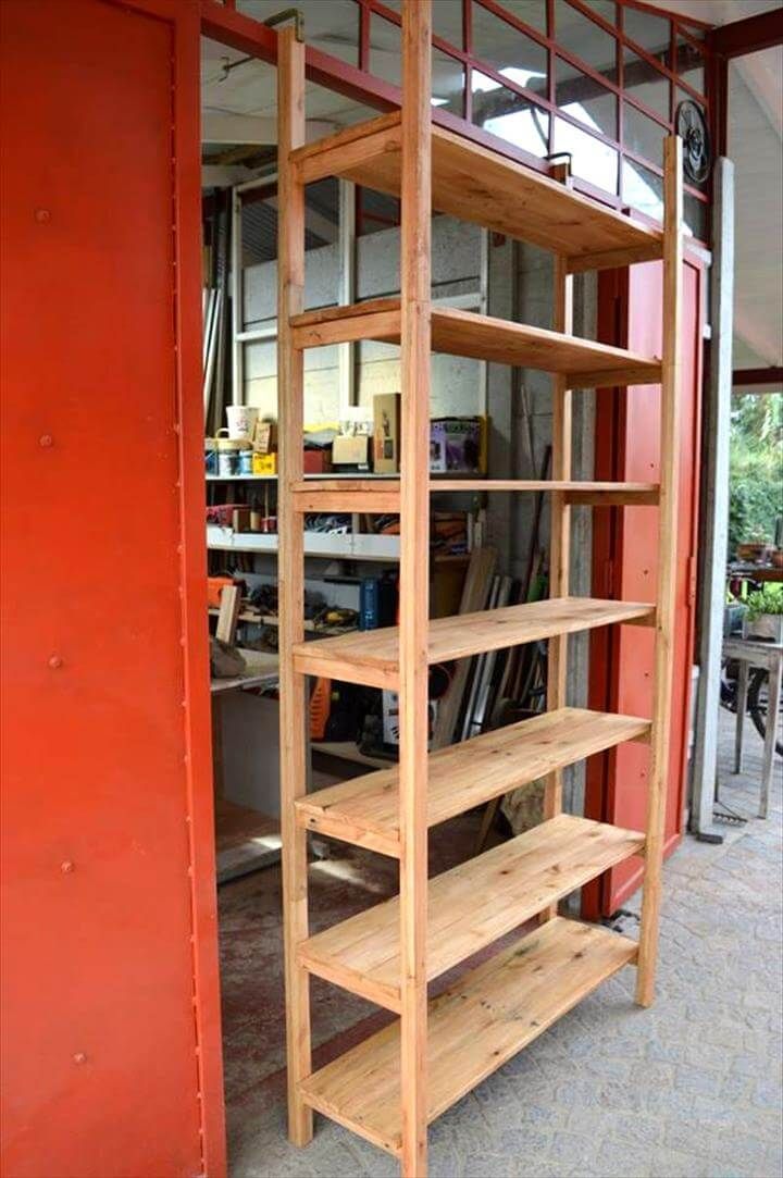 Recycled pallet shelf unit