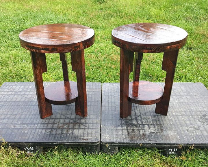 handcrafted wooden pallet end tables