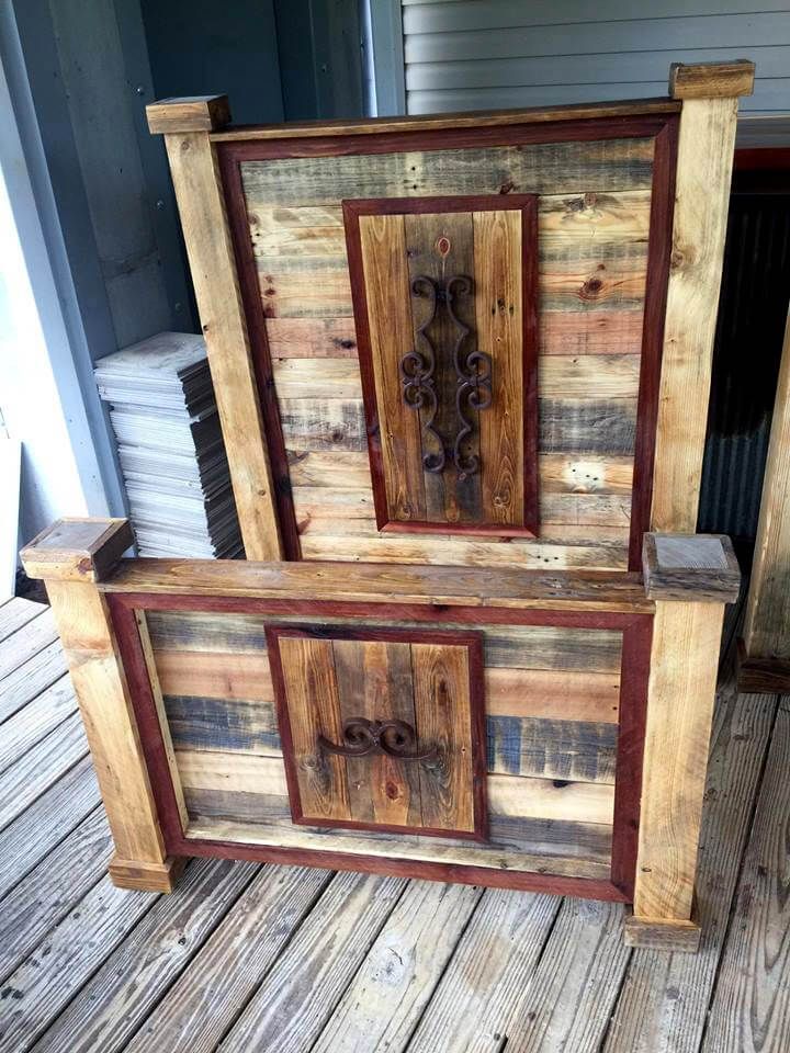 art style set of pallet headboard and footboard