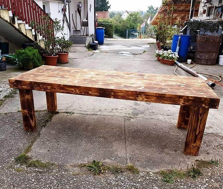 fancy dining table from pallets and old beams