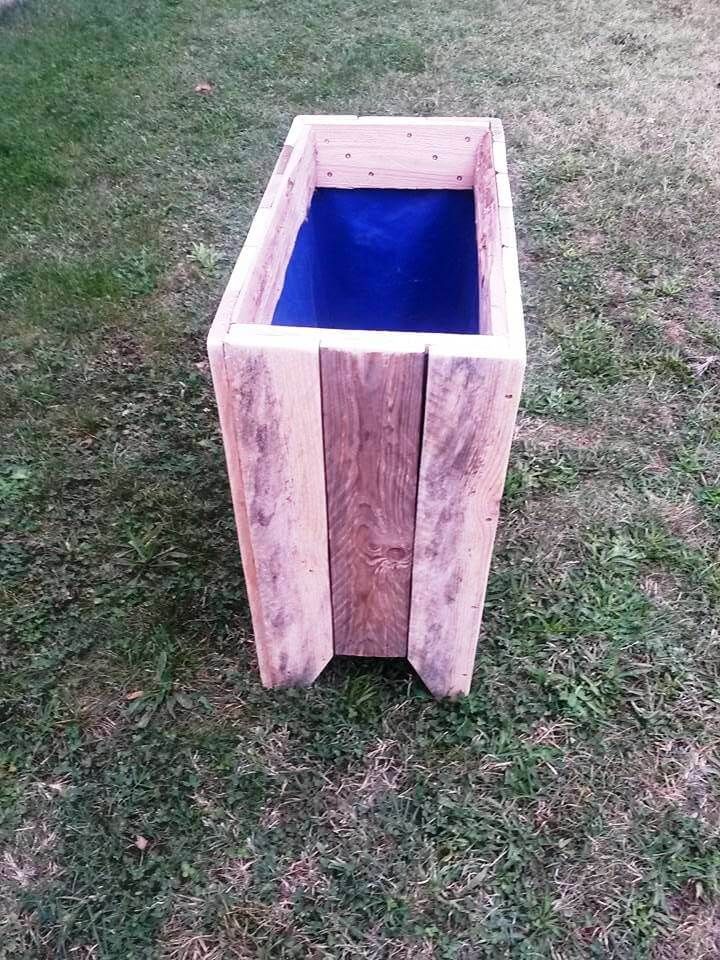hand-build wooden pallet planter box