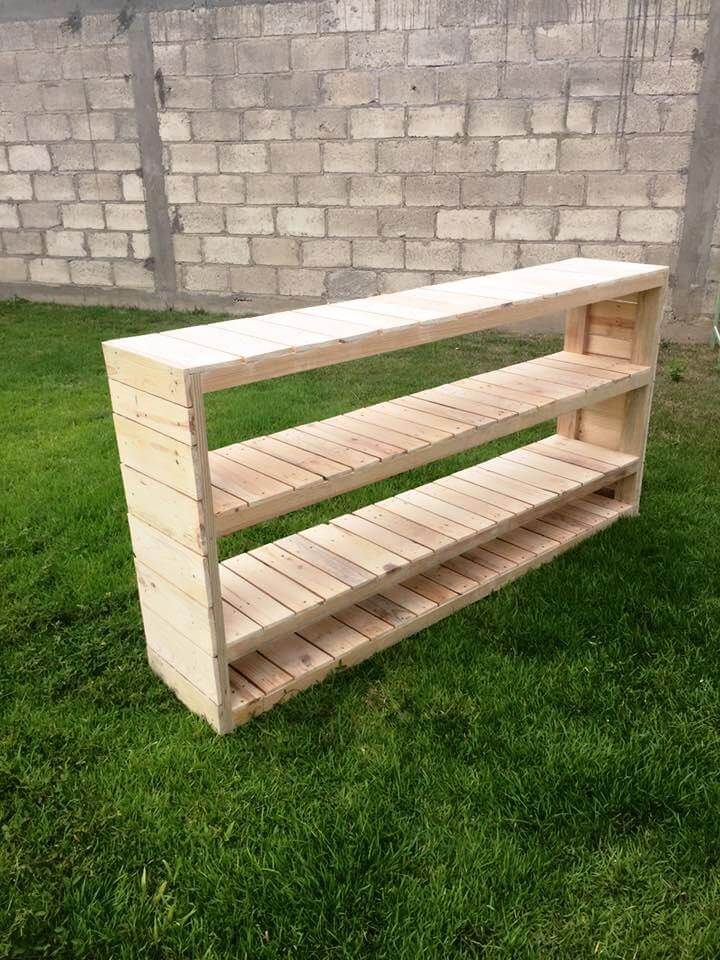 upcycled wooden pallet shelving unit