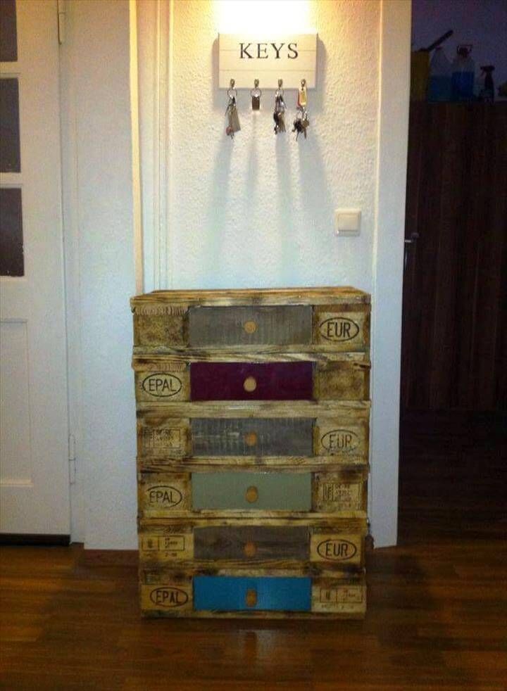 pallet key organizer and chest of drawers