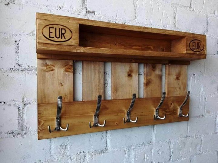 DIY Wood Pallet Coat Rack with Shelf