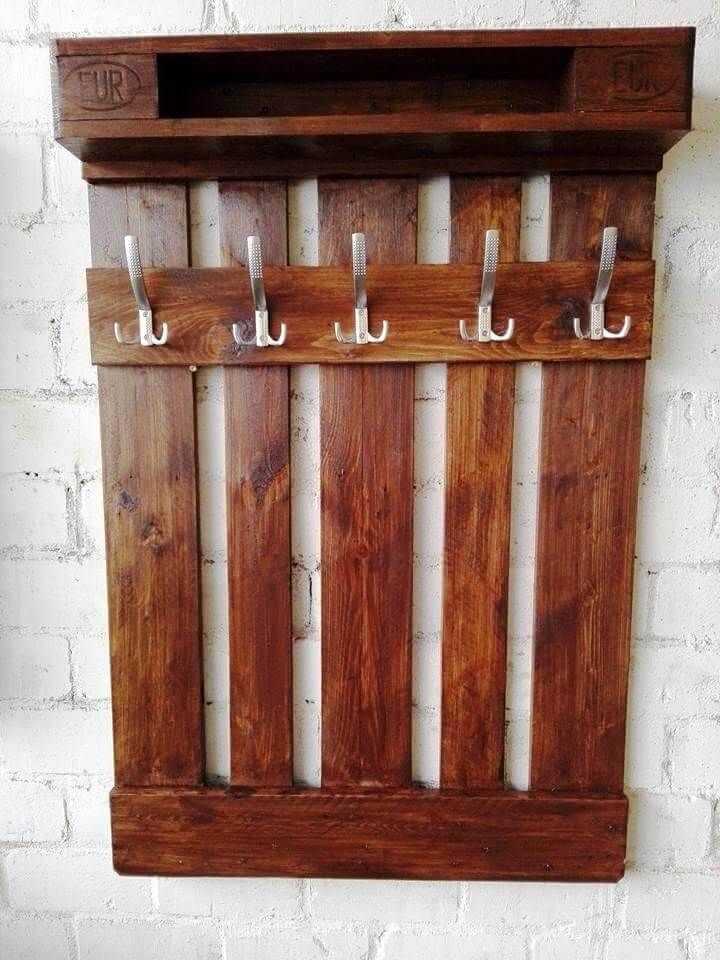 10 Reclaimed Wood Pallet Coat Rack, 99 Pallets