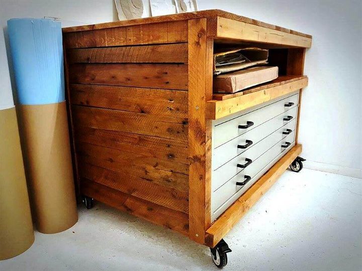handmade wooden pallet chest of drawers or organizer