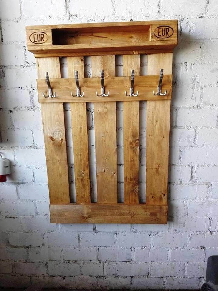 DIY Wood Pallet Coat Rack with Shelf