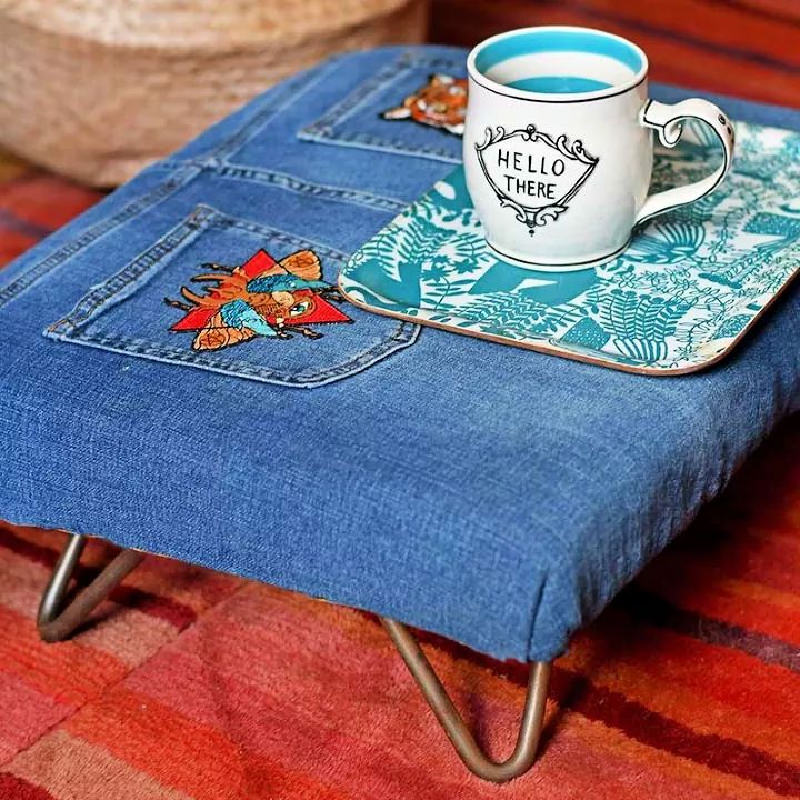  Custom Denim Footstool