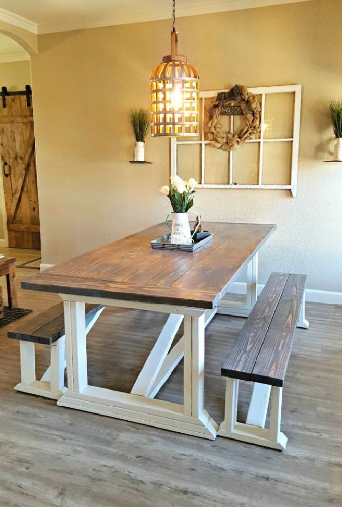 30 Rustic DIY Farmhouse Table Plans (Free PDF Plan)