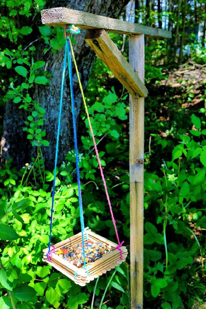 Craft Stick Bird Feeder Idea