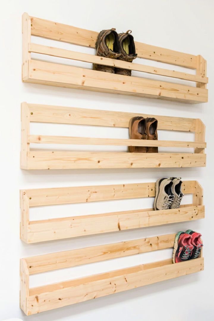 Wall Mounted Wooden Shoe Rack