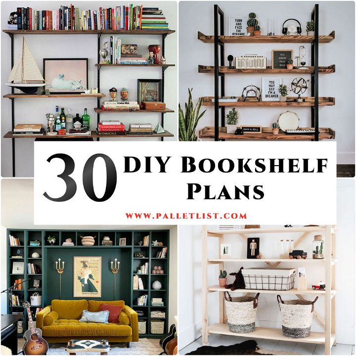 30 DIY Bookshelf Ideas with Free diy bookshelf plans - detailed instructions and step by step guides. Build your own diy bookshelves