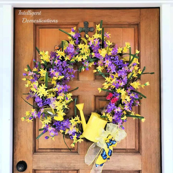 DIY Yellow Purple Floral Wreath