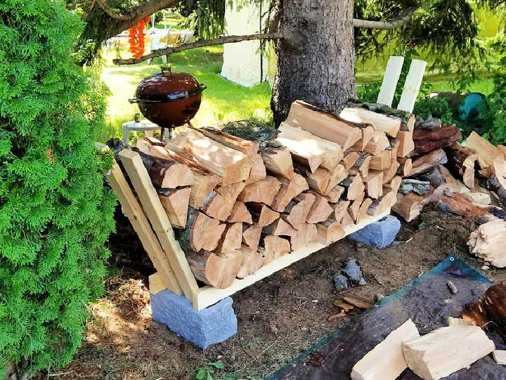 Cinder Block Firewood Storage Plan