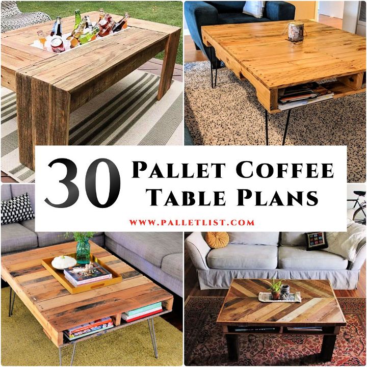 30 Free DIY Pallet Coffee Table Plans + PDF Instructions - DIY Pallet Coffee Table Ideas